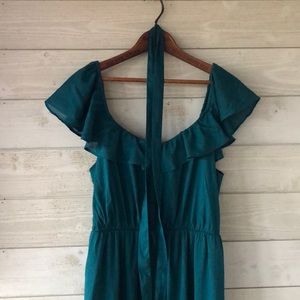 Off or on the shoulder calf length dress.